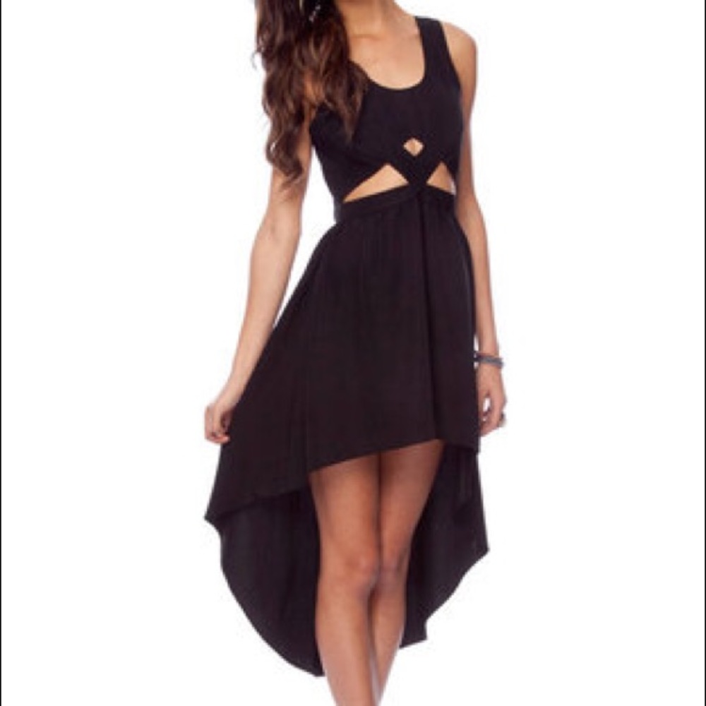 keepsake black cutout high low dress